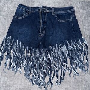 Fringe Denim Shorts